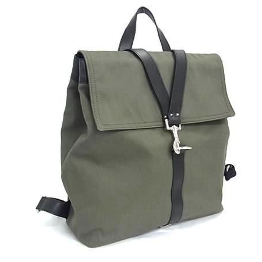 VALENTINO GARAVANI Backpack, V-Punk Style, Khaki Green x Black Canvas Leather...